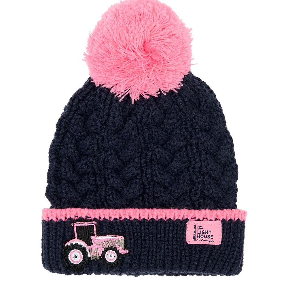 Bobbie Hat- Pink Tractor- Age 2-4, 5-10