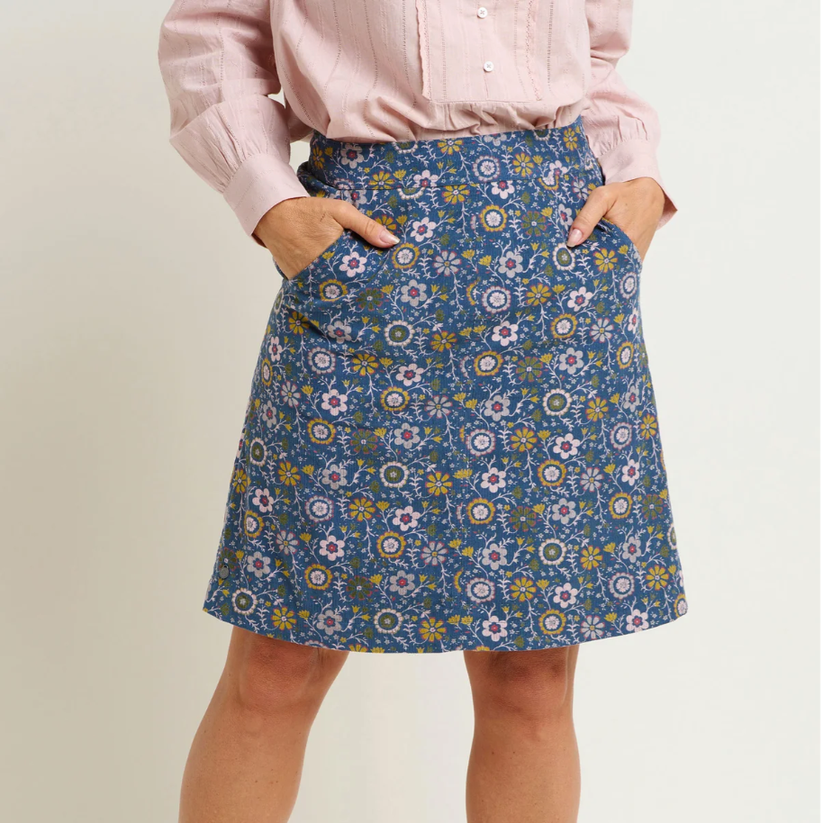 Folk Floral Cord Skirt- Size 10, 12, 14