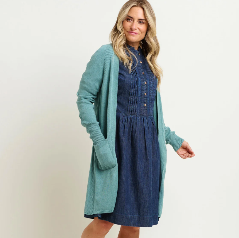 Edge to Edge Cardigan Duck Egg Size 8 10