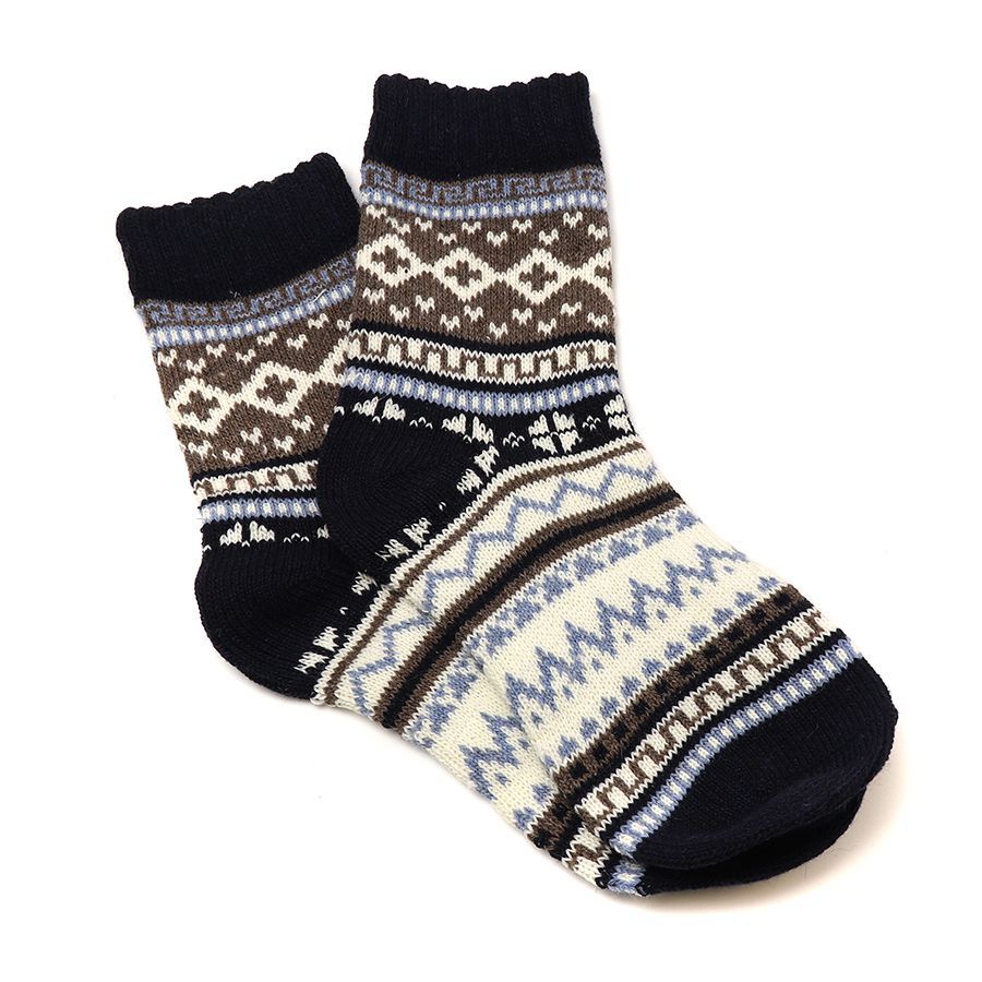 Navy mix nordic wool blend winter socks