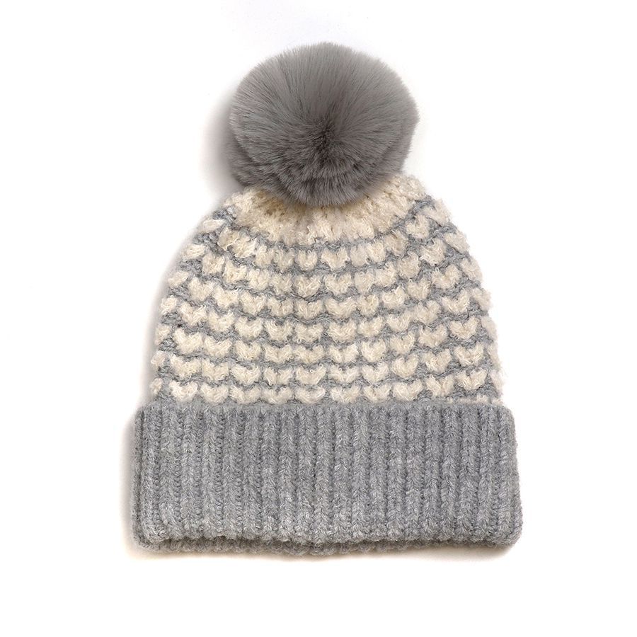Grey mix heart knit recycled hat