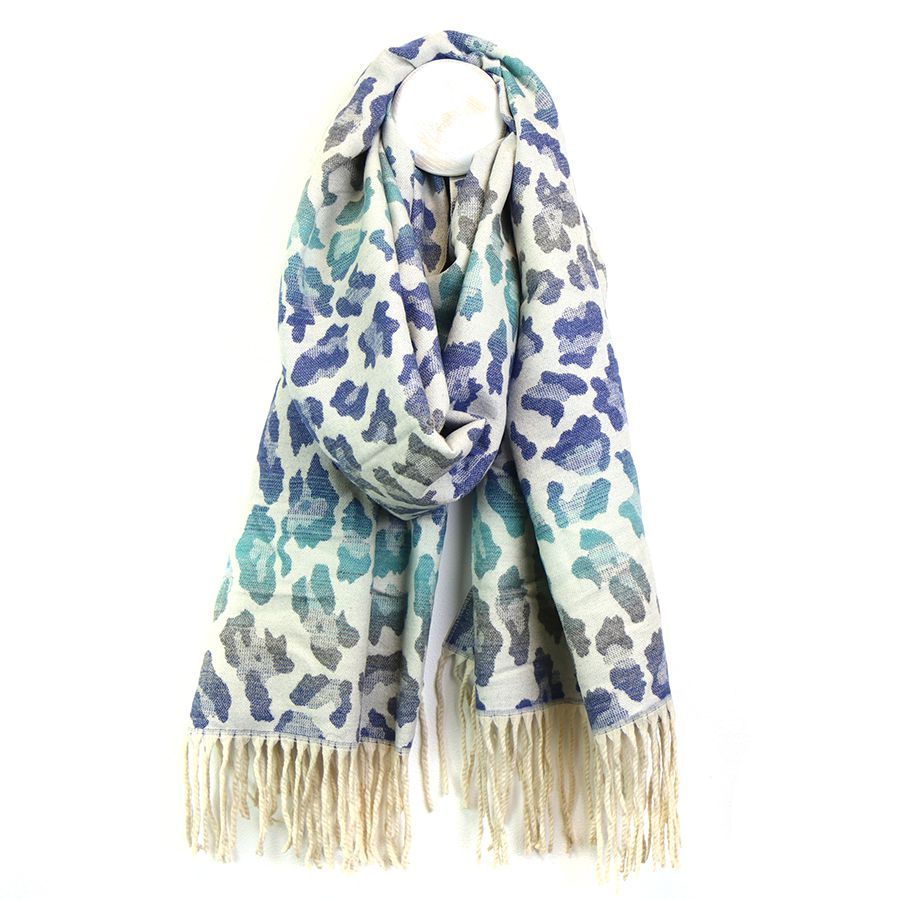 Blue mix ombre animal print scarf