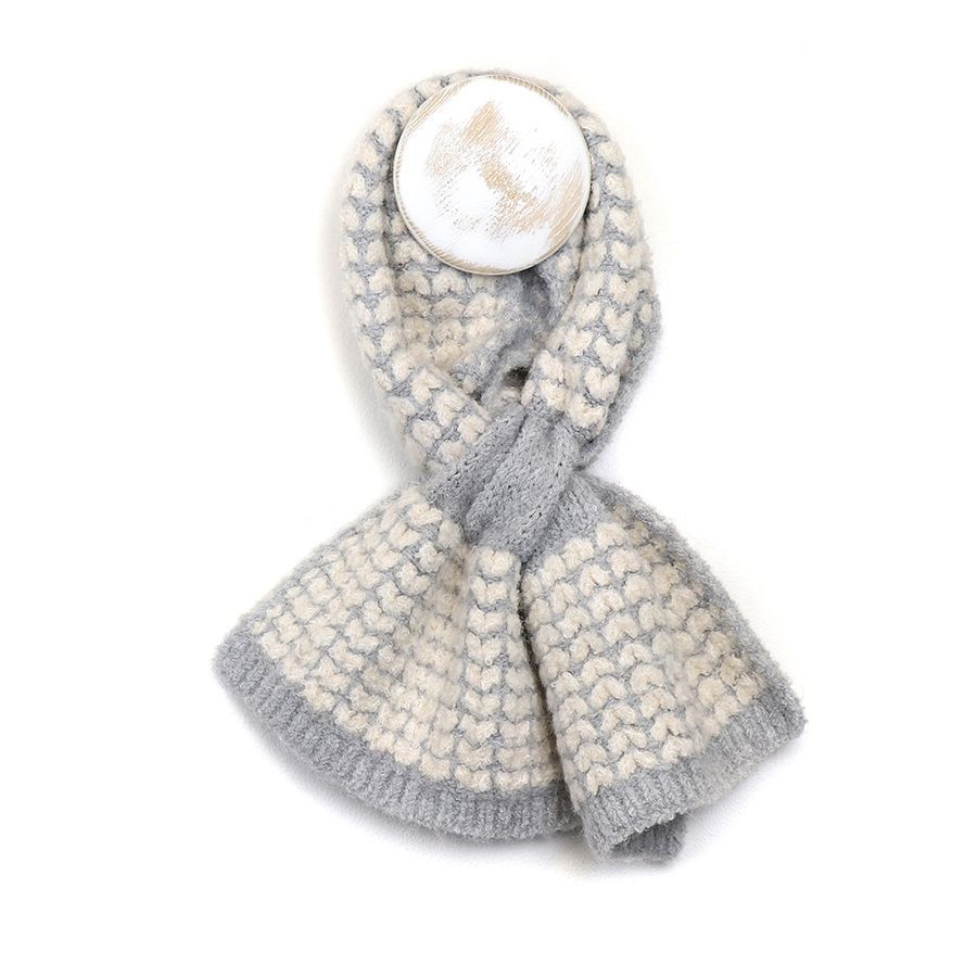 Grey mix heart knit recycled pull through scarf
