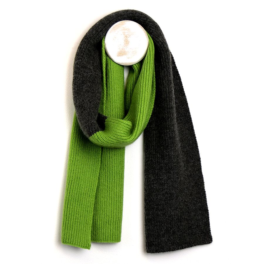 Black and Lime Green men's Knitted Scarf