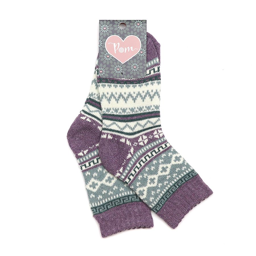 Lilac/ Mint Mix Nordic Design Wool Blend Socks