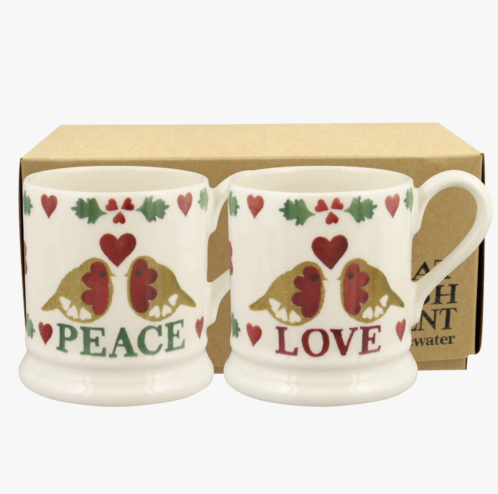 Christmas Joy Set Of 2 1/2 Pint Mugs Boxed
