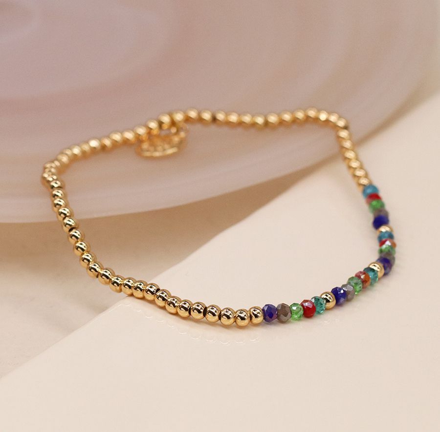Golden and multicoloured bead bracelet