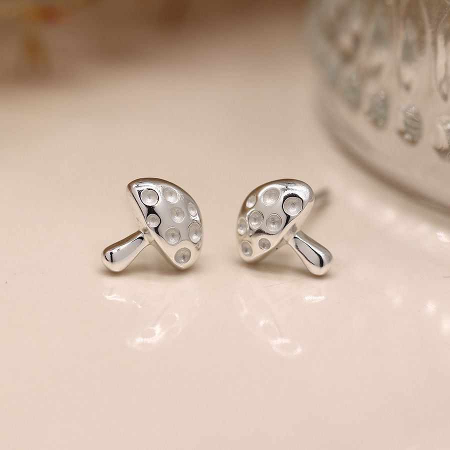 Sterling silver toadstool stud earrings