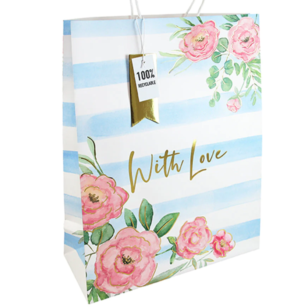 With Love Floral Stripe Gift Bag (Large)