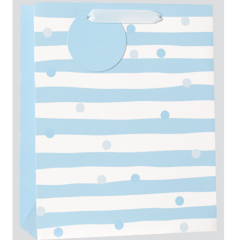 Blue Polka Striped Gift Bag