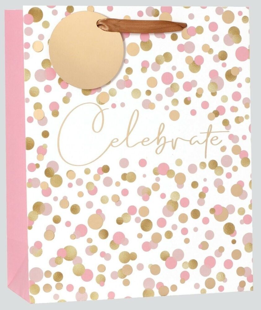 Celebrate Pink and Gold Gift Bag (Medium)