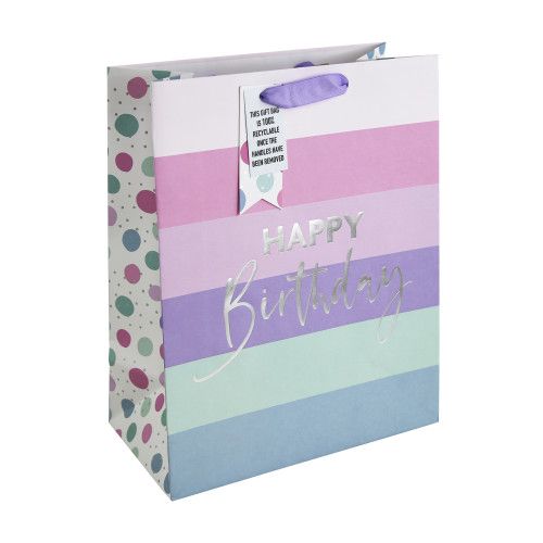 Purple/ Pink Striped Gift Bag (Large)
