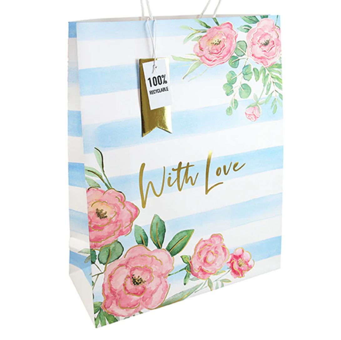 With Love Floral Stripe Gift Bag (Extra Large)