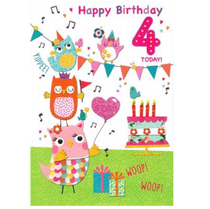 4th Birthday Girl Card