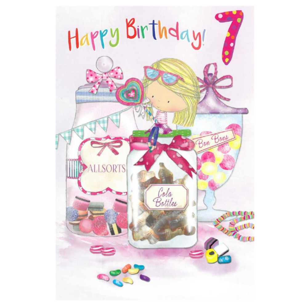 7th Birthday Girl Card- Sweets
