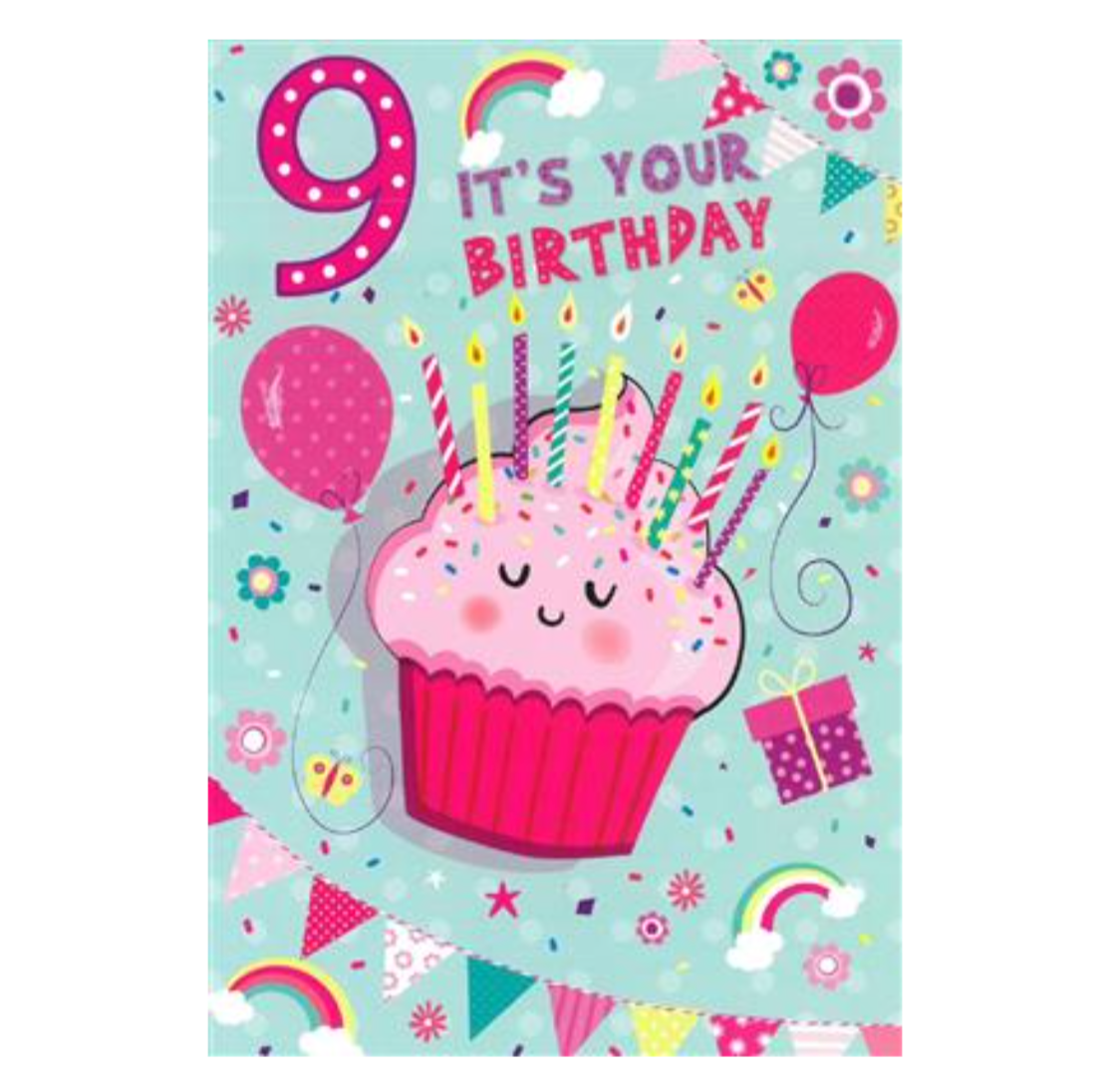 9th Birthday Girl Card