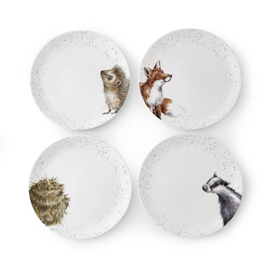 Animal Dinner Plate- Badger, Owl, Hedgehog, Fox