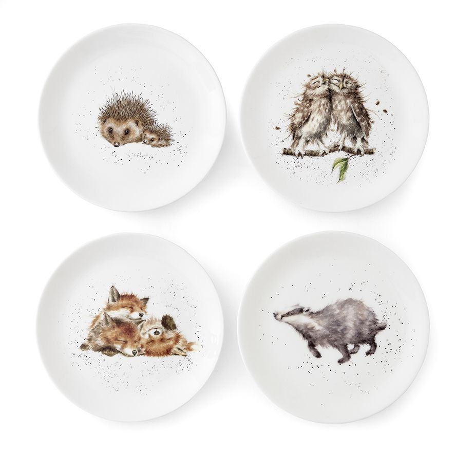 Animal Lunch Plate- Badger, Owl, Hedgehog, Fox