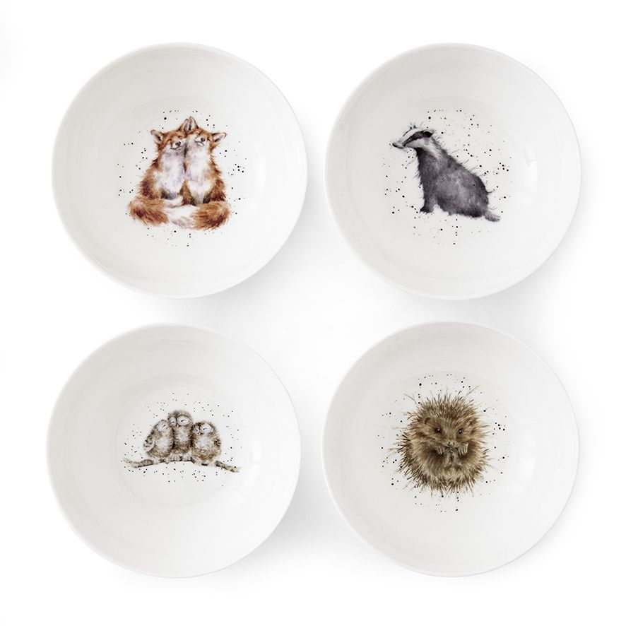 Animal Cereal Bowl- Badger, Owl, Hedgehog, Fox