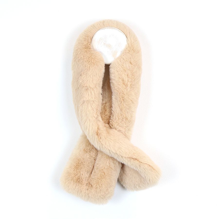 Faux fur loop through scarf in cream