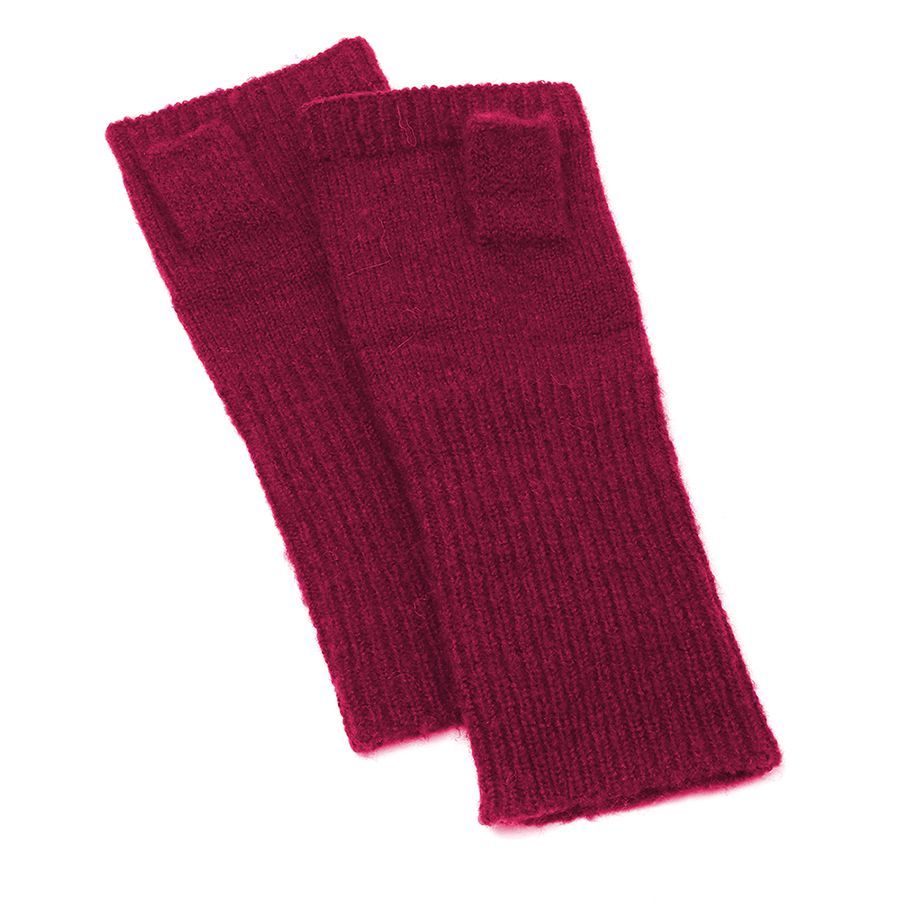 Rich berry knitted wrist warmers