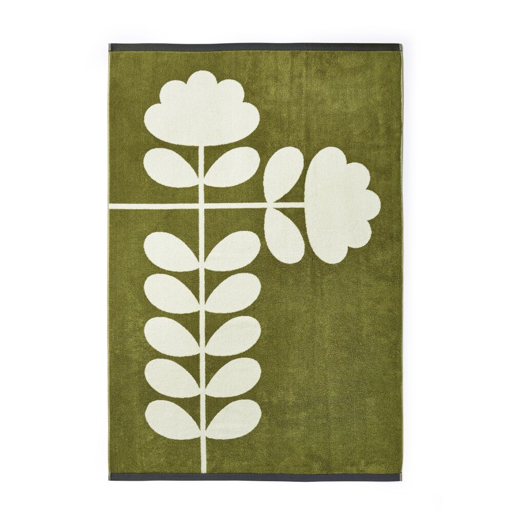 Cut Stem Moss/ Charcoal (Orla Kiely)- Green and Grey- Bath Sheet