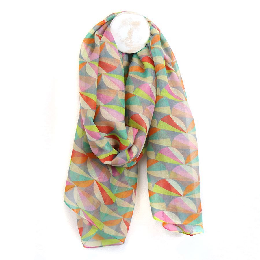 Recycled pastel geometric print scarf