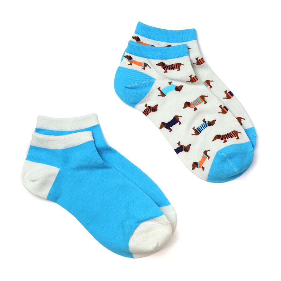 Baby blue cat pattern trainer socks (pack of 2)