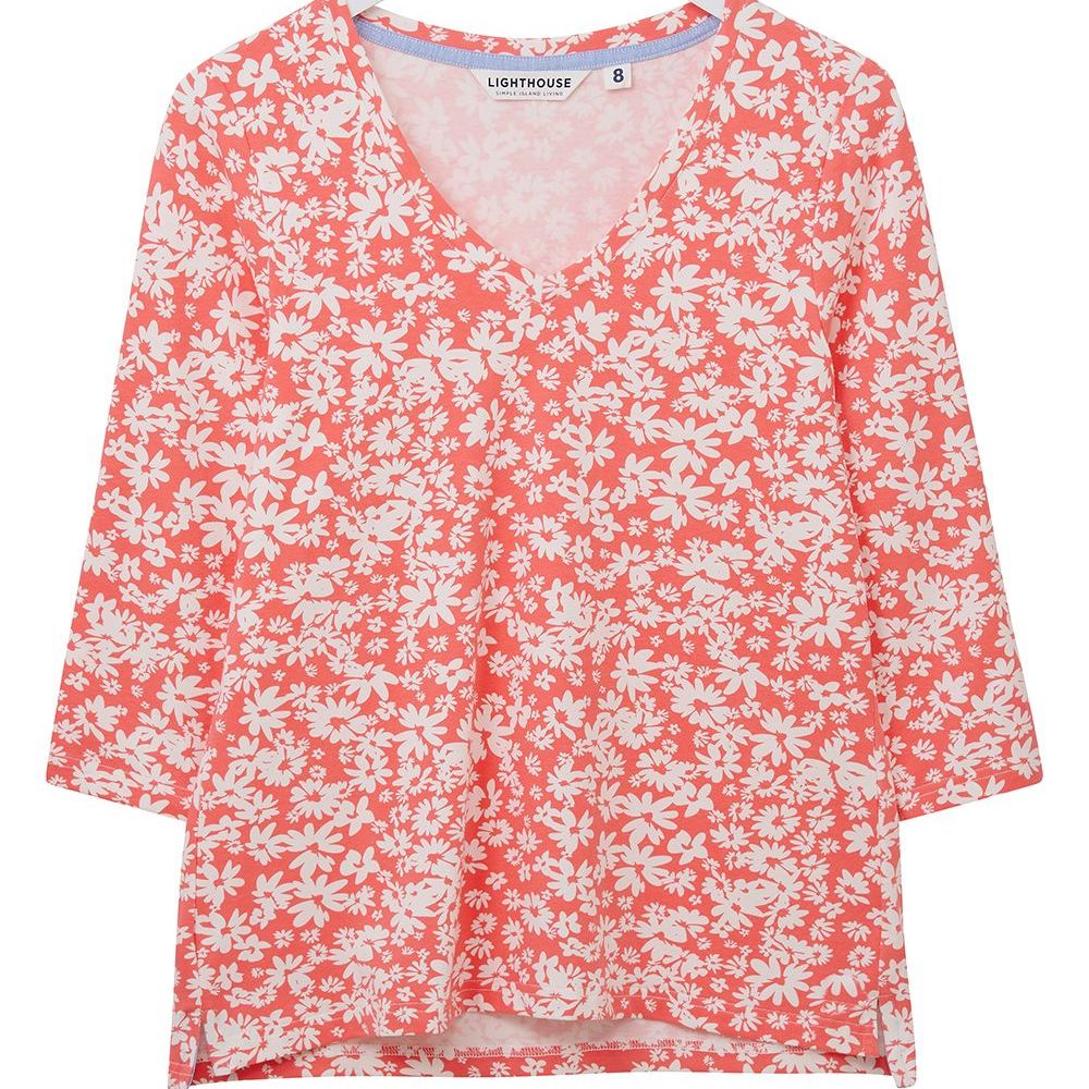 Ariana Top - Coral Daisy- Size 8, 10, 12, 14, 16, 18, 20