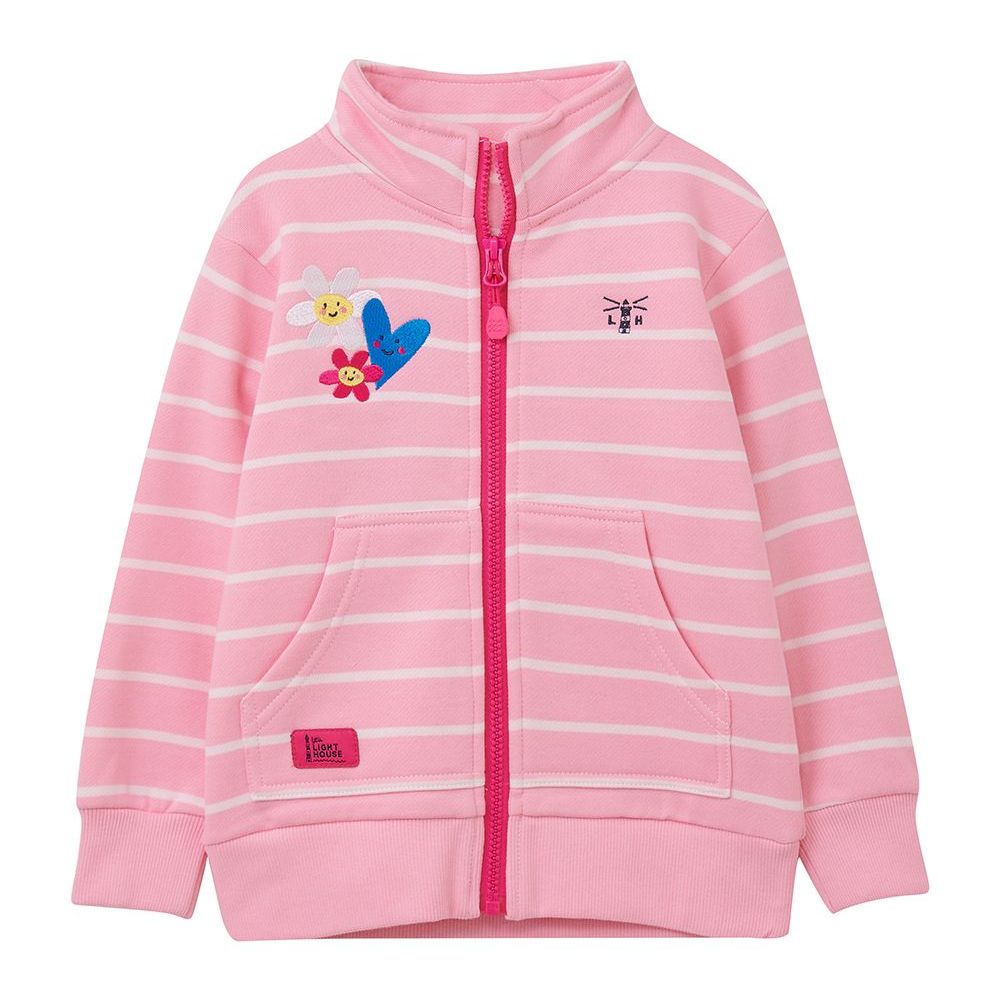 Ava Full Zip Top - Blush Pink and Flowers- Age 1-2, 2-3, 3-4, 4-5, 5-6, 6-7