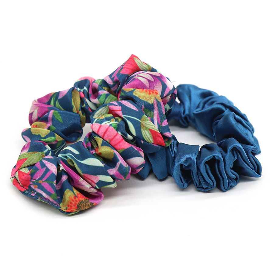 Blue Mix Floral Hair Scrunchies (pack of 2)