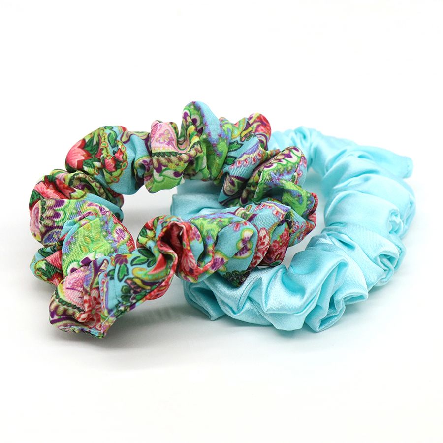 Paisley and aqua hair Scrunchies (pack of 2)