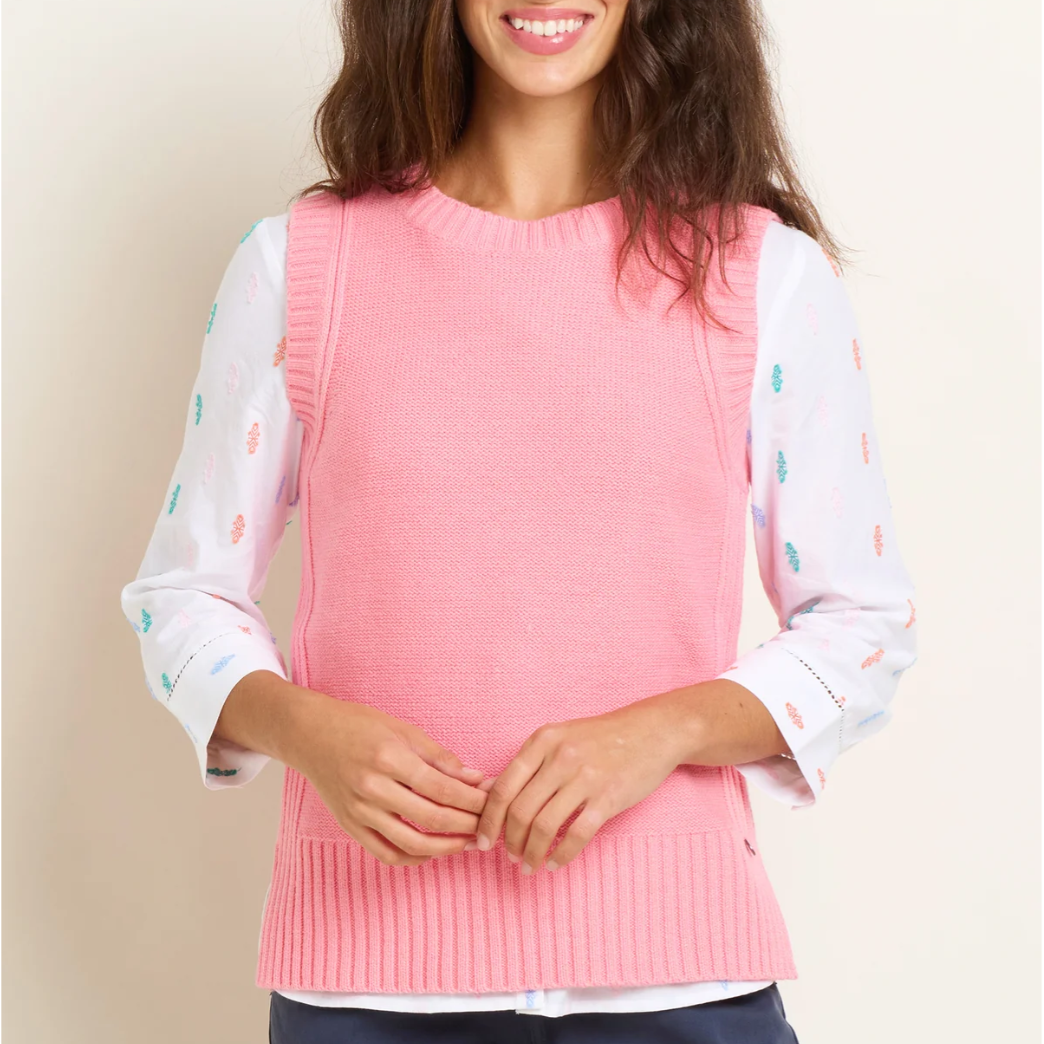 Pink Dip Hem Knitted Vest- Size 8,10, 12, 14, 16, 18