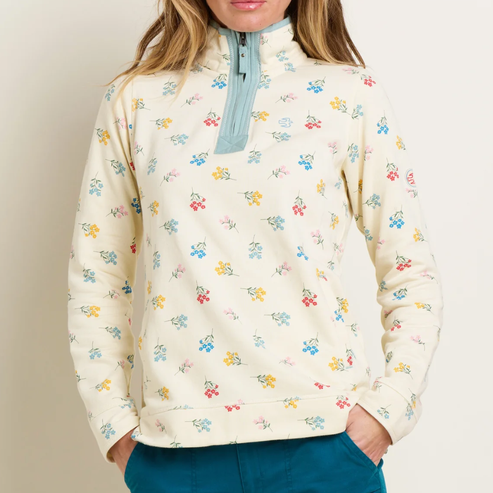 Floral Quarter Zip Sweatshirt - Size 10, 12, 14