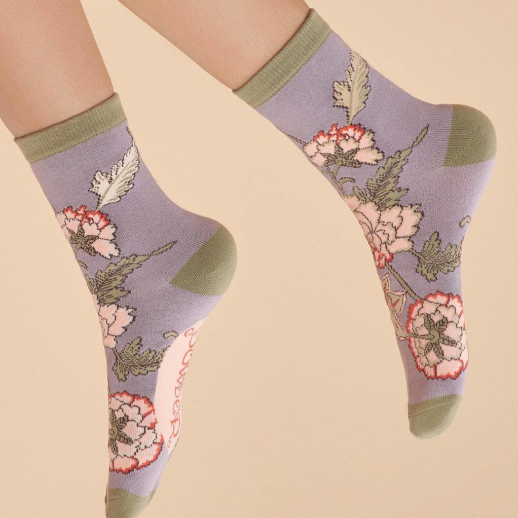 Lilac Paisley Ankle Socks