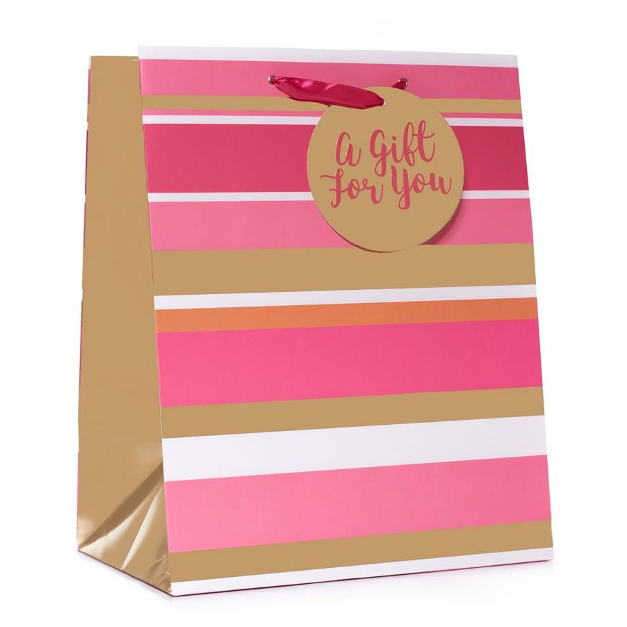 Pink Stripe Gift Bag (Extra Large Portrait)