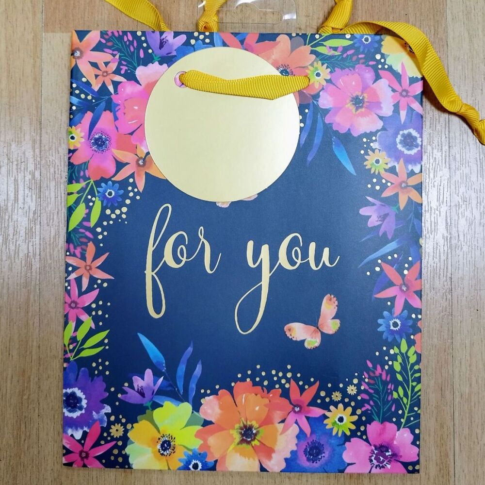 For you Gift Bag- Navy Floral (small)