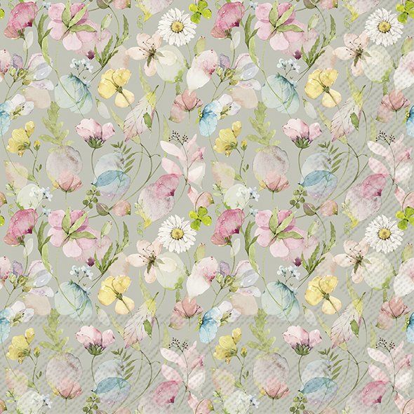Saskia Light Grey Floral Napkins