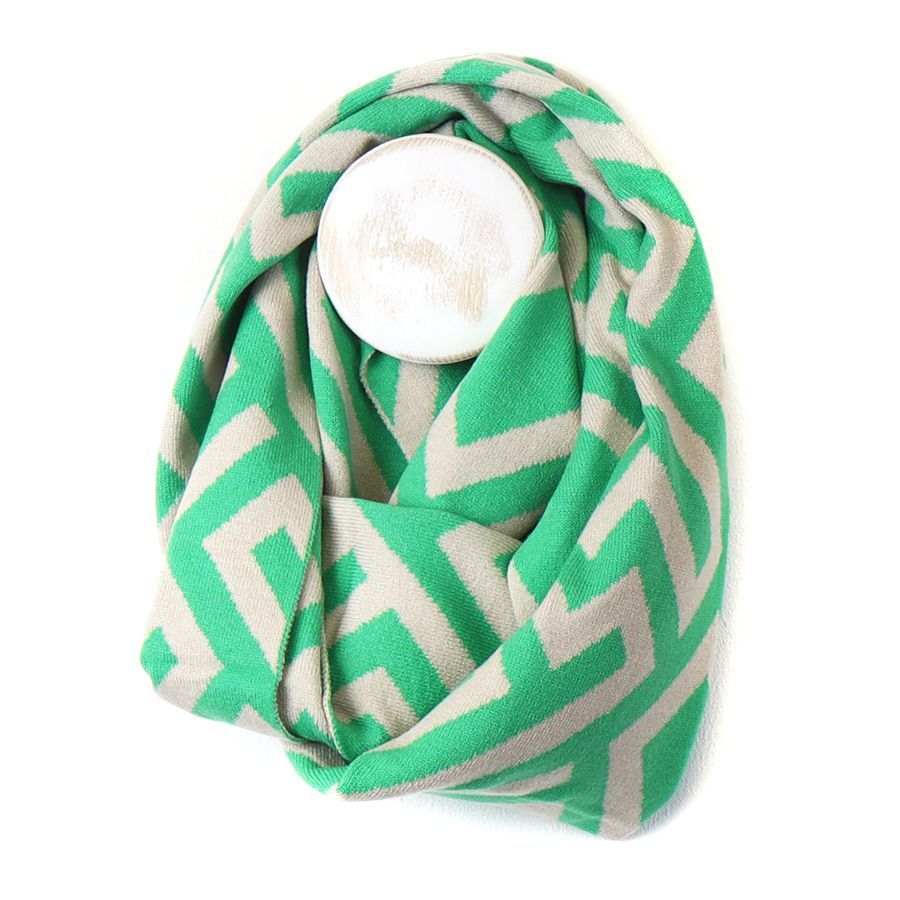 Jade Green mix geometric recycled snood