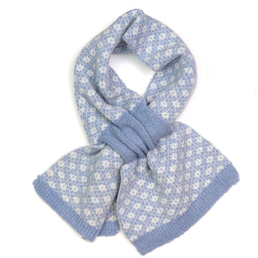 Blue and white scandi flower pull through scarf