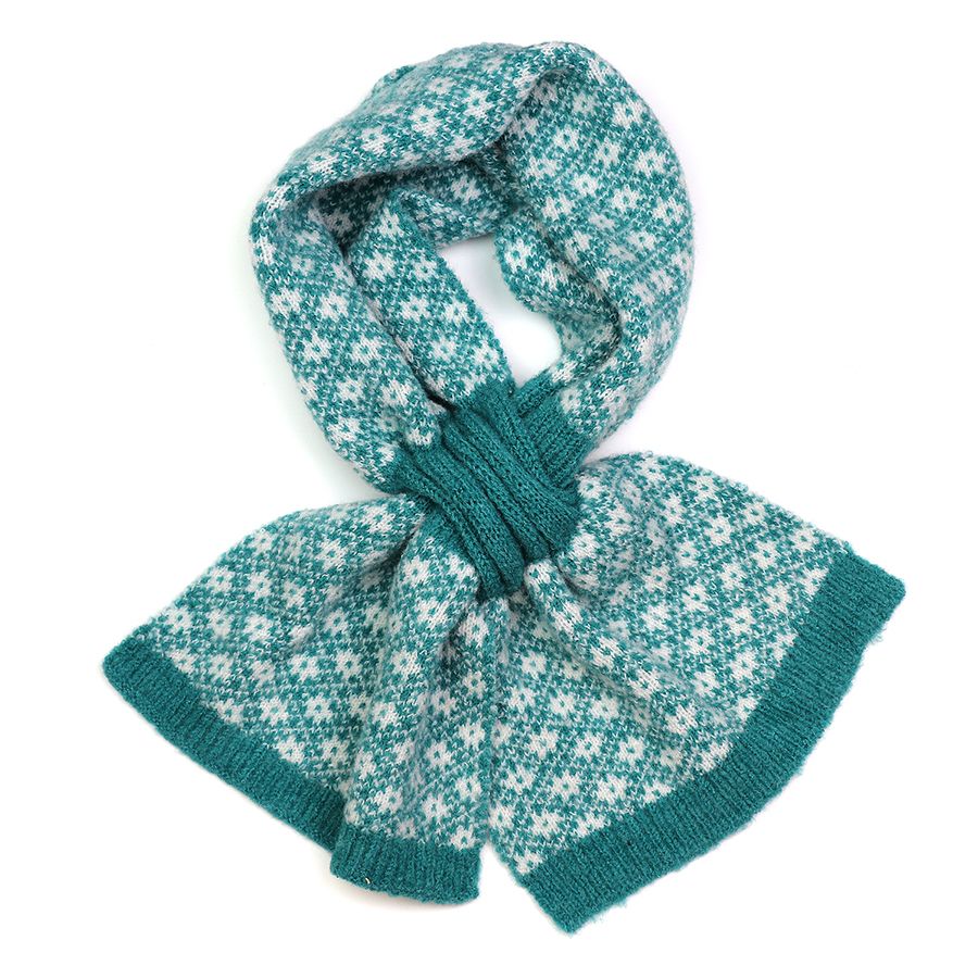 Jade Green (teal) retro scandi flower pull through scarf