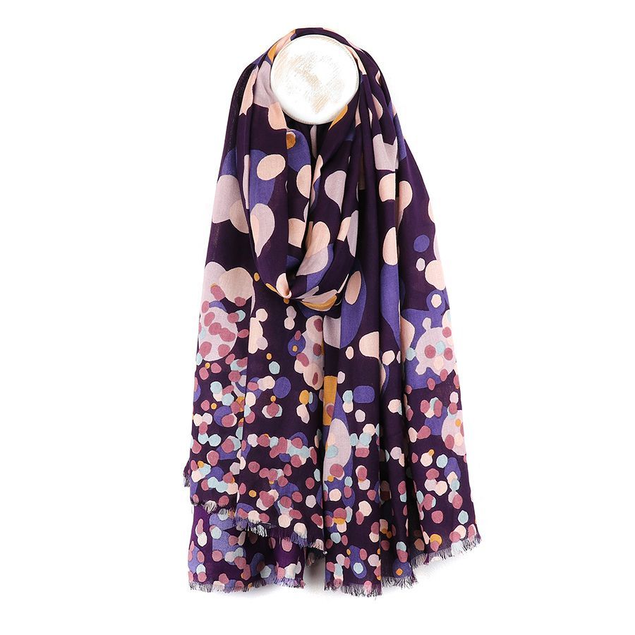 Purple mix gradient spot print scarf