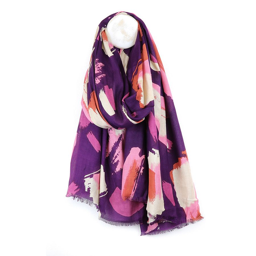 Purple/ Pink brush strokes print scarf