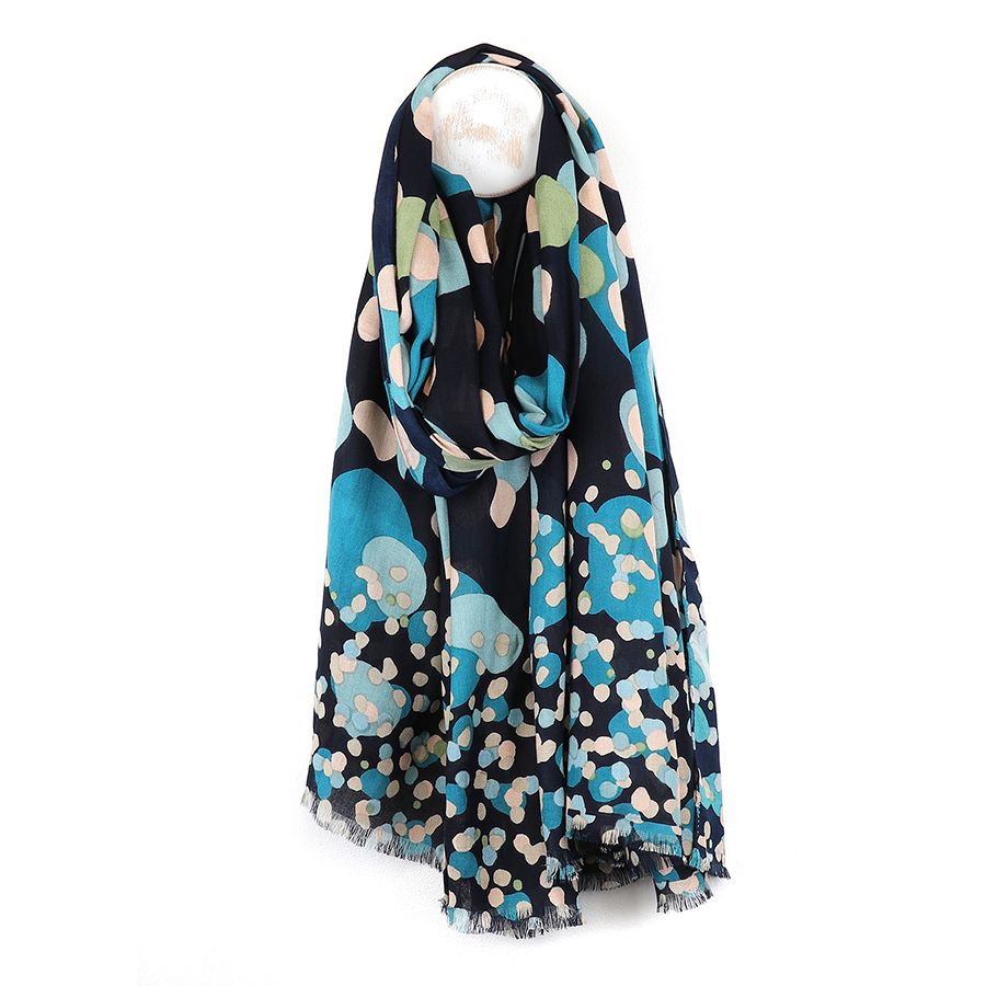 Blue Mix Gradient Spot Print Scarf