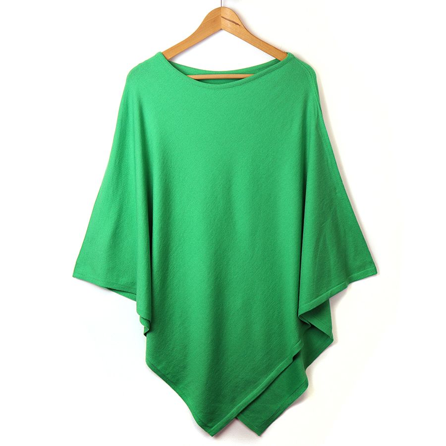 Bright Green fine knitted Poncho