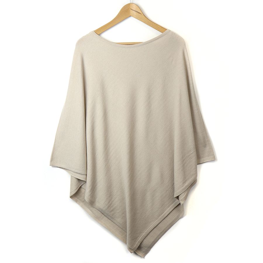 Oatmeal fine knitted Poncho