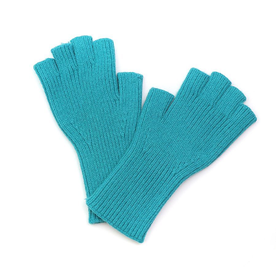 Aqua long wrist fingerless gloves