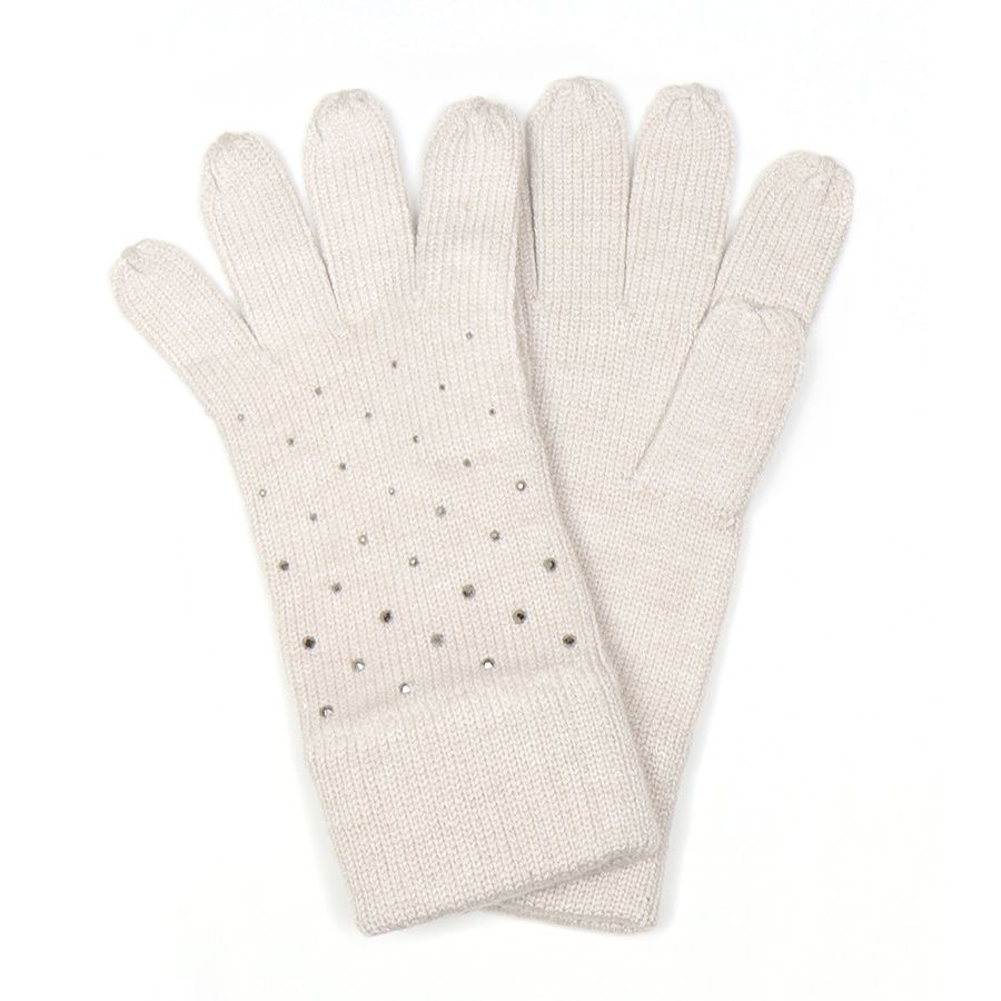 Oatmeal Gloves with studded embellishment