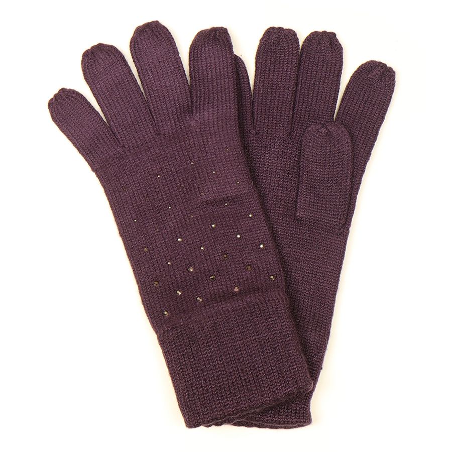 Aubergine Gloves with studded embellishment