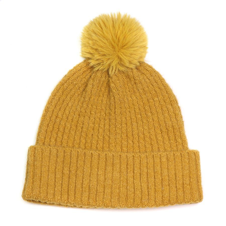 Recycled blend classic mustard bobble hat